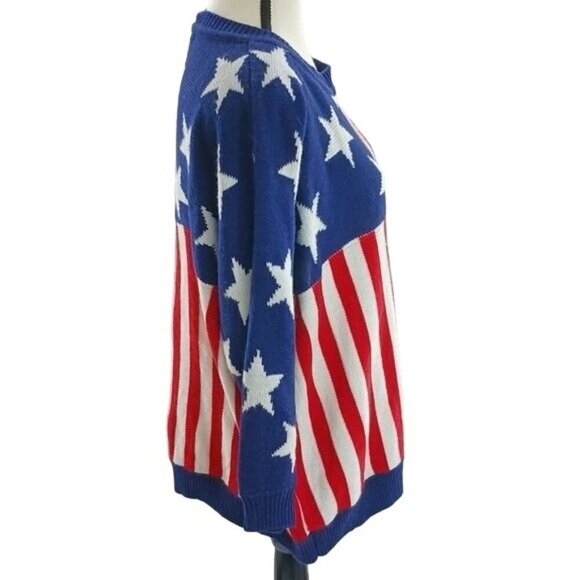 Forever 21 Unisex Sweater Size Small USA American Flag Stars Stripes Patriotic - Picture 3 of 6